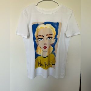 Zara Graphic Tee, White, Size M